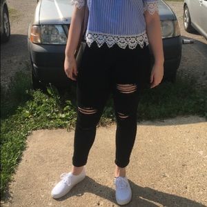 KanCan Size 29 Black High Waisted Ripped Jeans